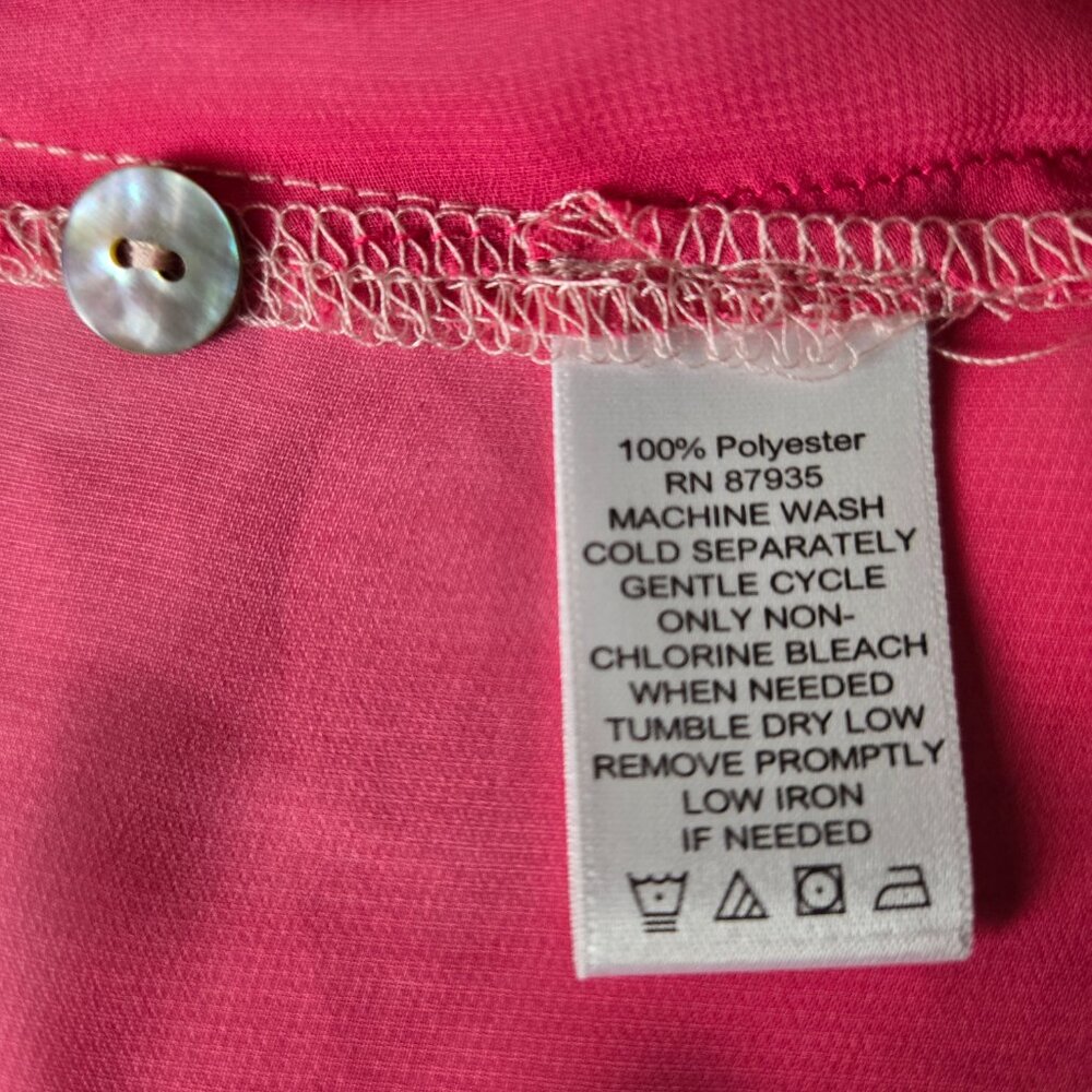 Susan Graver Sheer Pink Floral Blouse Tunic Swim Coverup 10 Excellent Condition - Picture 8 of 8